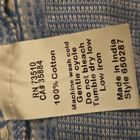 IVY JANE Blue Embroidered Split Neck Puff Sleeve Peasant Boho Top - Picture 9 of 9